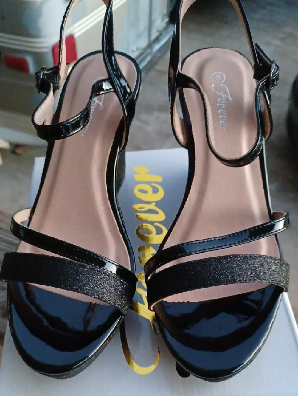 Forever Women's Glitter Strappy Wrapped Wedge Heel NIB